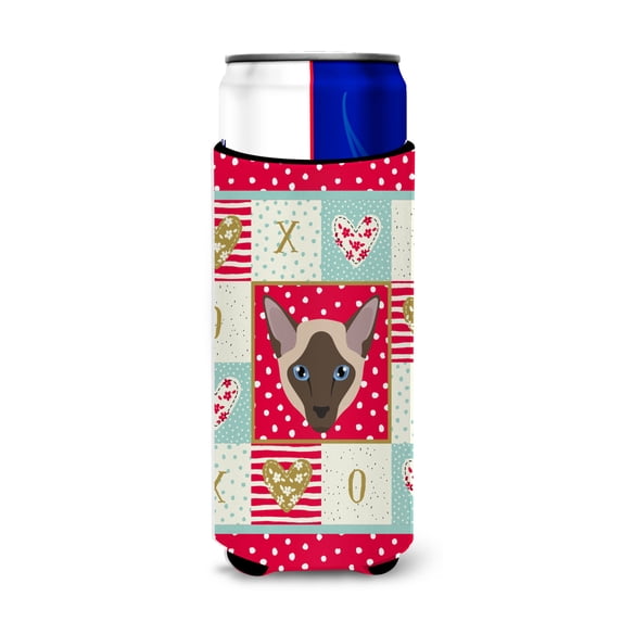 Carolines Treasures CK5162MUK Siamese Modern Cat Love Ultra Hugger for slim cans Slim Can multicolor