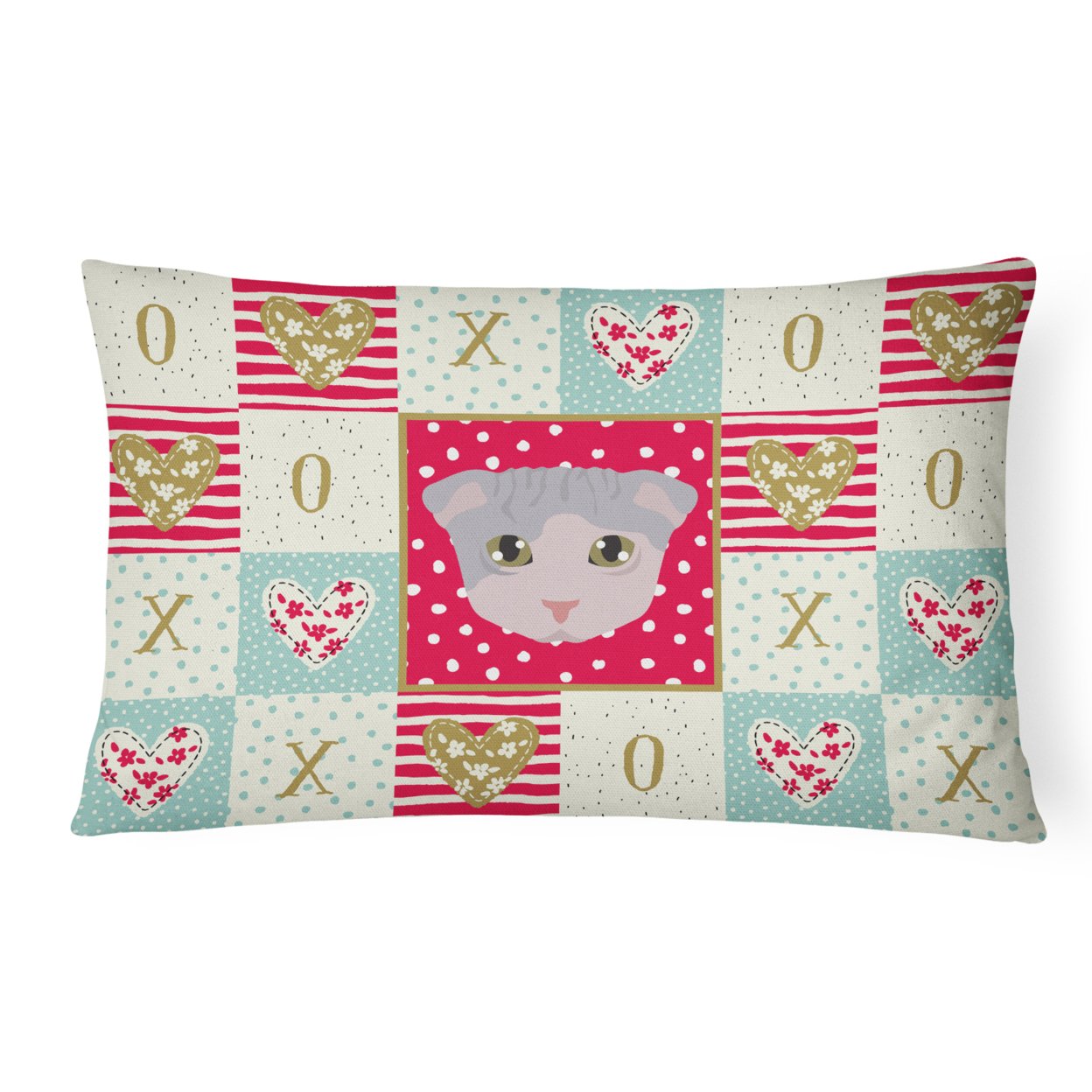 Carolines Treasures CK5177PW1216 Ukrainian Levkoy Cat Love Canvas Fabric Decorative Pillow Red 12HX16W multicolor