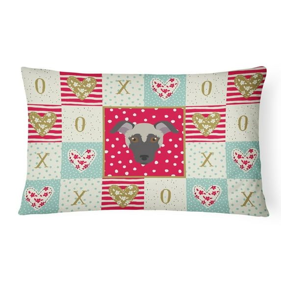 Carolines Treasures CK5182PW1216 Argentine Pila Dog Love Canvas Fabric Decorative Pillow, Red, 12H x16W, multicolor