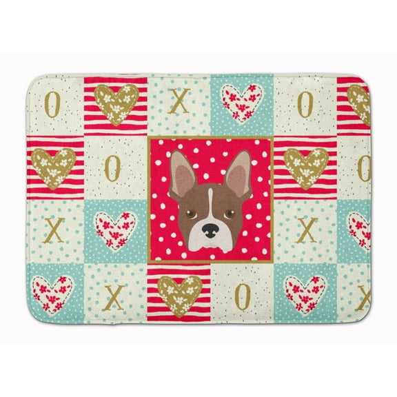 Carolines Treasures CK5187RUG Boston Terrier Love Machine Washable Memory Foam Mat Red 19Hx27W multicolor