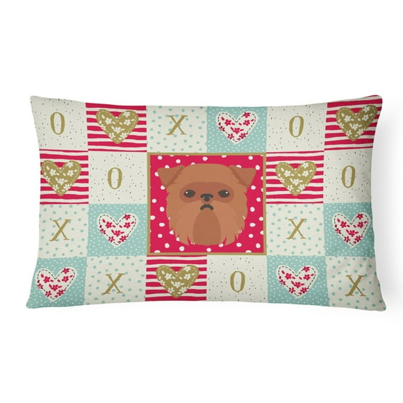 Carolines Treasures CK5188PW1216 Brussels Griffon Love Canvas Fabric Decorative Pillow, Red, 12H x16W, multicolor