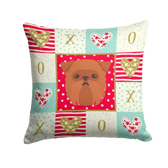 Carolines Treasures CK5188PW1414 Brussels Griffon Love Fabric Decorative Pillow  14Hx14W multicolor
