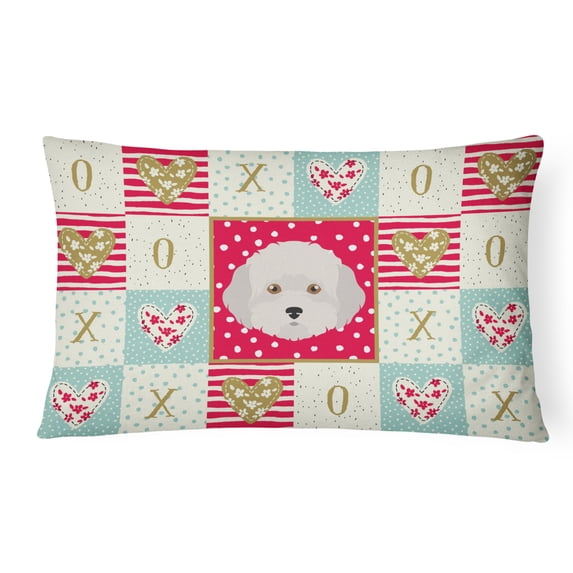 Carolines Treasures CK5193PW1216 Cyprus Poodle Love Canvas Fabric Decorative Pillow, Red, 12H x16W, multicolor