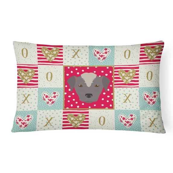 Carolines Treasures CK5195PW1216 Ecuadorian Hairless Dog Love Canvas Fabric Decorative Pillow, Red, 12H x16W, multicolor