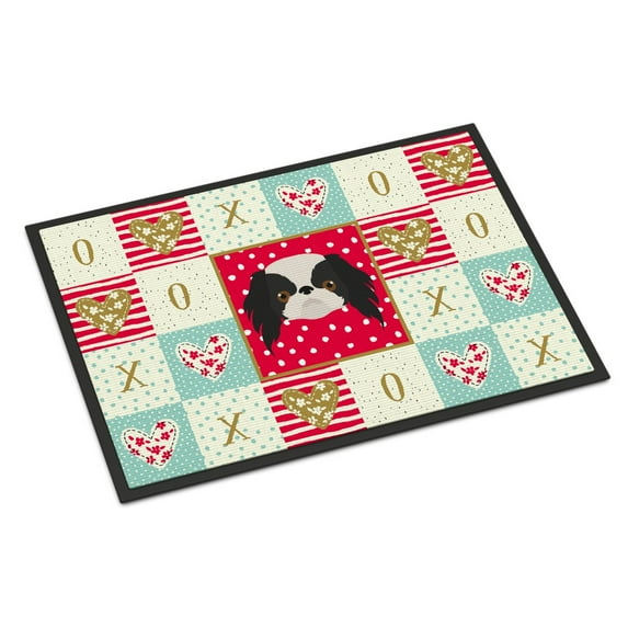 Carolines Treasures CK5209MAT Japanese Chin Love Door Mat Indoor Rug or Outdoor Welcome Mat 18x27 Doormat 27"L x 18"W