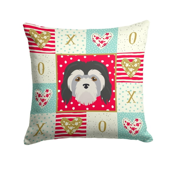 Carolines Treasures CK5216PW1414 Lowchen Little Lion Dog Love Fabric Decorative Pillow 14Hx14W multicolor
