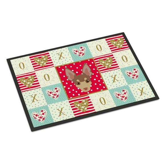 Carolines Treasures CK5220MAT Miniature Fox Terrier Love Door Mat Indoor Rug or Outdoor Welcome Mat 18x27 Doormat 27"L x