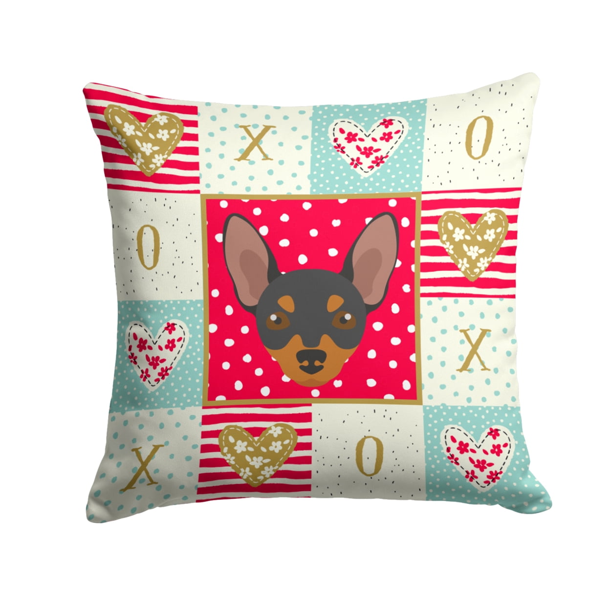 Carolines Treasures CK5230PW1414 Prague Ratter Love Fabric Decorative Pillow  14Hx14W multicolor