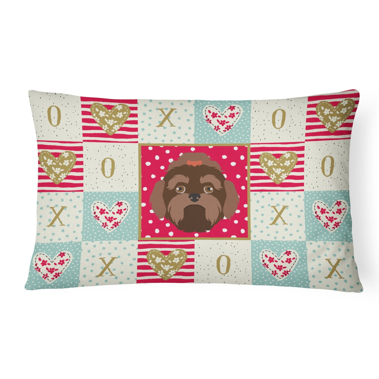 Carolines Treasures CK5233PW1216 Russian Lapdog Love Canvas Fabric Decorative Pillow, Red, 12H x16W, multicolor