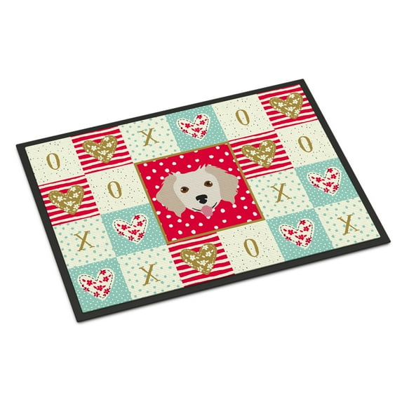 Carolines Treasures CK5238MAT Small Greek Domestic Dog Love Door Mat Indoor Rug or Outdoor Welcome Mat 18x27 Doormat