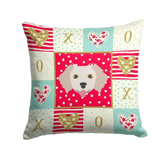 Carolines Treasures CK5238PW1414 Small Greek Domestic Dog Love Fabric Decorative Pillow 14Hx14W multicolor