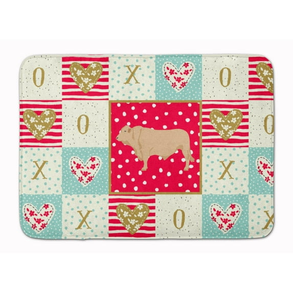 Carolines Treasures CK5253RUG Charolais Cow Love Machine Washable Memory Foam Mat Red 19 X 27" multicolor