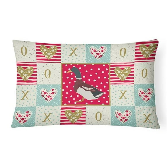 Carolines Treasures CK5283PW1216 Rouen Duck Love Canvas Fabric Decorative Pillow, Red, 12H x16W, multicolor