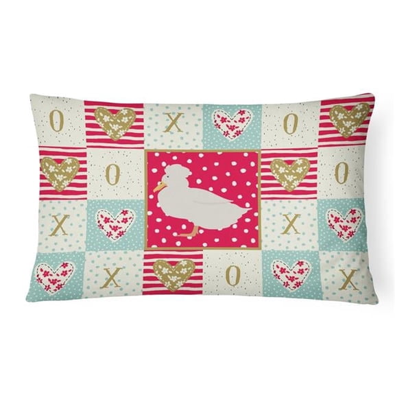 Carolines Treasures CK5284PW1216 Crested Duck Love Canvas Fabric Decorative Pillow, Red, 12H x16W, multicolor
