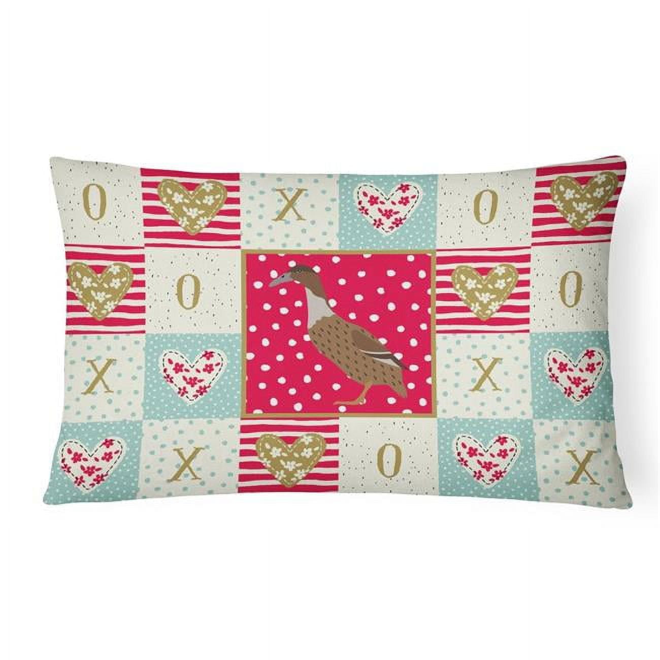 Carolines Treasures CK5288PW1216 Dutch Hook Bill Duck Love Canvas Fabric Decorative Pillow, Red, 12H x16W, multicolor