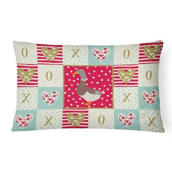 Carolines Treasures CK5290PW1216 Saxony Sachsenente Duck Love Canvas Fabric Decorative Pillow, Red, 12H x16W, multicolor