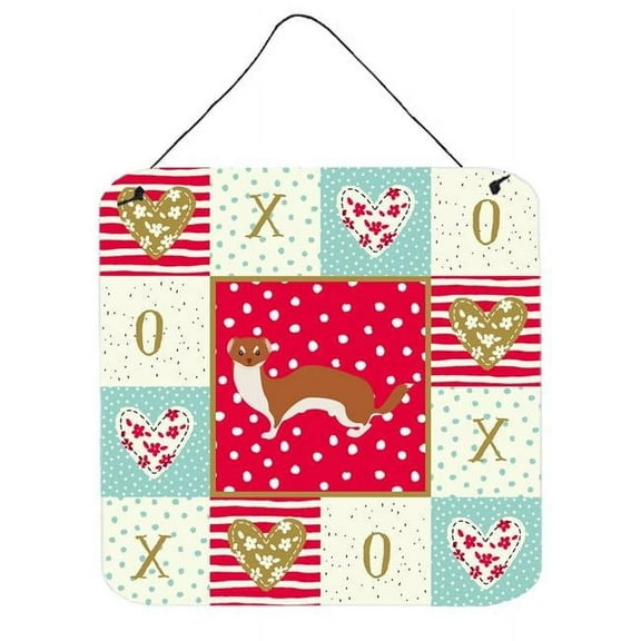 Caroline's Treasures CK5297DS66 Weasel Love Wall or Door Hanging Prints, Red, 6x6, multicolor