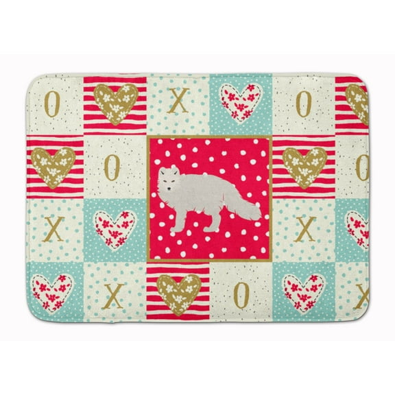 Carolines Treasures CK5304RUG White Arctic Fox Love Machine Washable Memory Foam Mat Red 19 X 27" multicolor