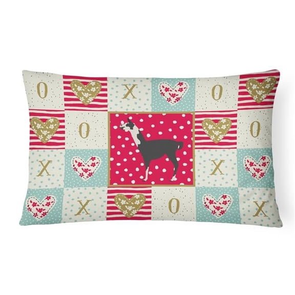 Carolines Treasures CK5345PW1216 Llama Q Ara Love Canvas Fabric Decorative Pillow, Red, 12H x16W, multicolor