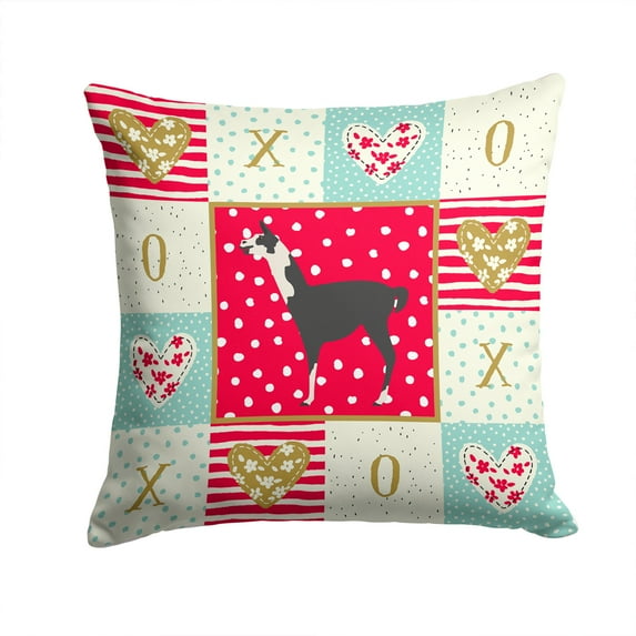 Carolines Treasures CK5345PW1414 Llama Q Ara Love Fabric Decorative Pillow  14Hx14W multicolor