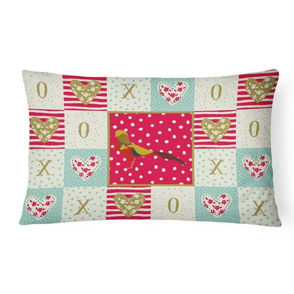 Carolines Treasures CK5355PW1216 Golden or Chinese Pheasant Love Canvas Fabric Decorative Pillow, Red, 12H x16W,