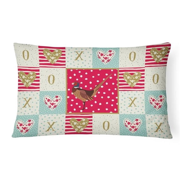 Carolines Treasures CK5357PW1216 Ring-necked Common Pheasant Love Canvas Fabric Decorative Pillow, Red, 12H x16W,