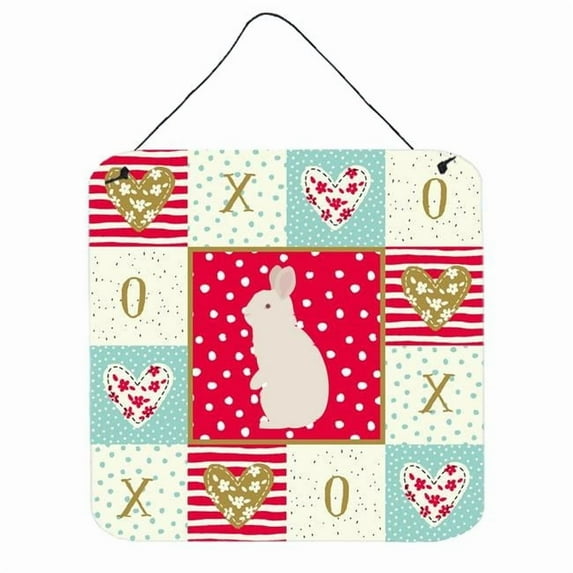 Caroline's Treasures CK5392DS66 New Zealand White Rabbit Love Wall or Door Hanging Prints, Red, 6x6, multicolor