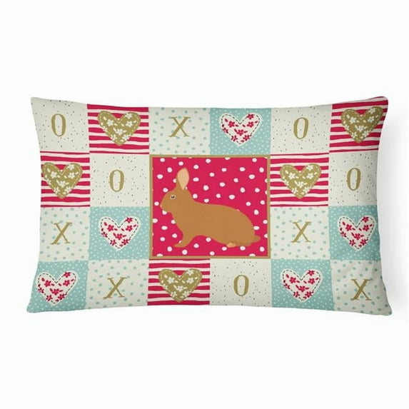 Carolines Treasures CK5396PW1216 Rex Rabbit Love Canvas Fabric Decorative Pillow, Red, 12H x16W, multicolor