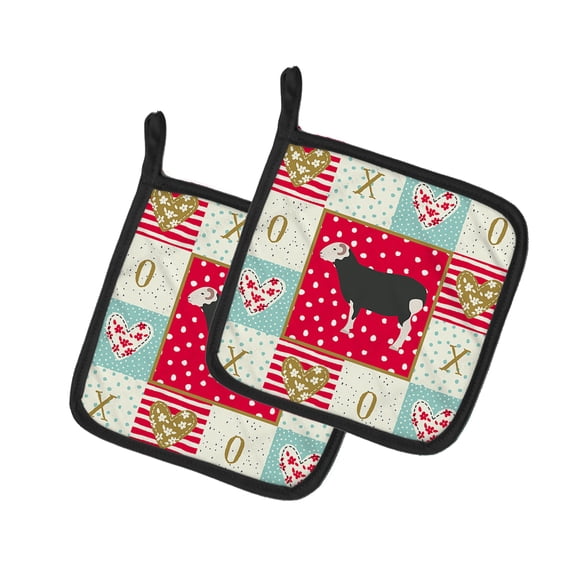 Carolines Treasures CK5397PTHD Herwick Sheep Love Pair of Pot Holders, 7.5HX7.5W, multicolor