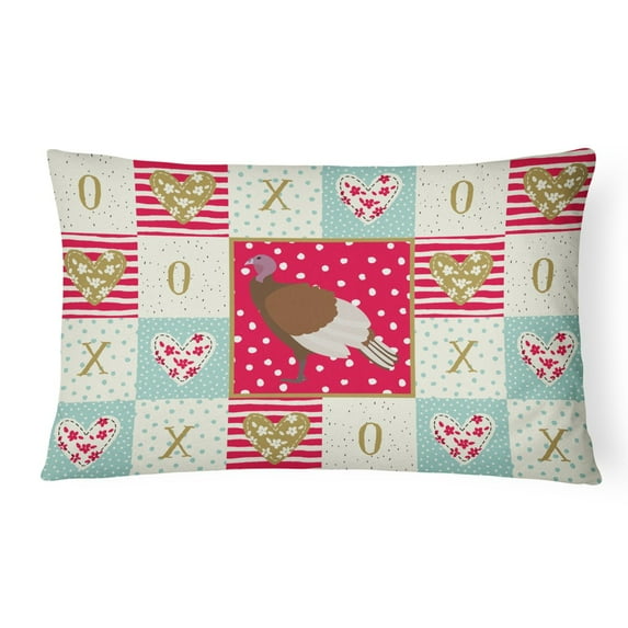 Carolines Treasures CK5409PW1216 Bourbon Red Turkey Hen Love Canvas Fabric Decorative Pillow, Red, 12H x16W, multicolor