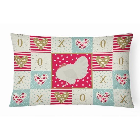 Carolines Treasures CK5410PW1216 White Holland Turkey Love Canvas Fabric Decorative Pillow, Red, 12H x16W, multicolor