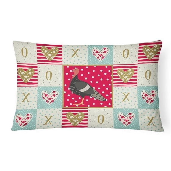 Carolines Treasures CK5414PW1216 Marragansett Turkey Love Canvas Fabric Decorative Pillow, Red, 12H x16W, multicolor