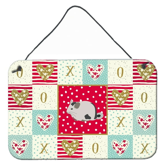 Carolines Treasures CK5423DS812 Mosaic Chinchilla Love Wall or Door Hanging Prints 8x12 multicolor