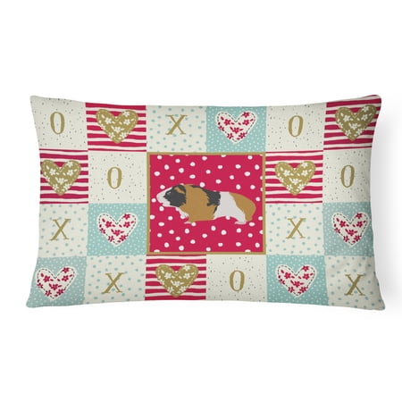 Carolines Treasures CK5432PW1216 Rex Guinea Pig Love Canvas Fabric Decorative Pillow, Red, 12H x16W, multicolor