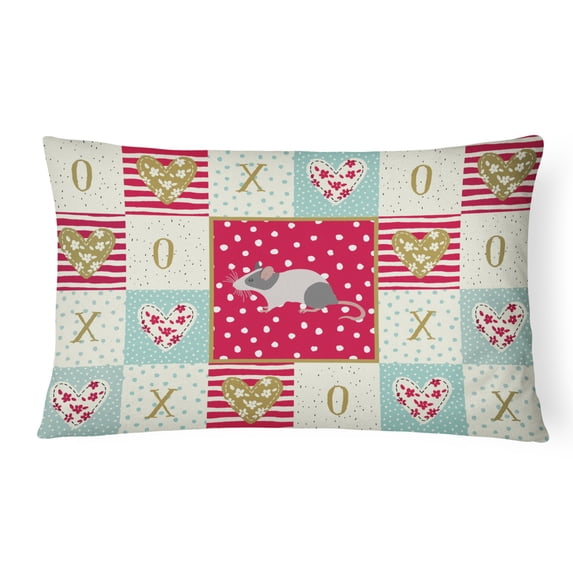 Carolines Treasures CK5451PW1216 Japanese Mouse Love Canvas Fabric Decorative Pillow, Red, 12H x16W, multicolor