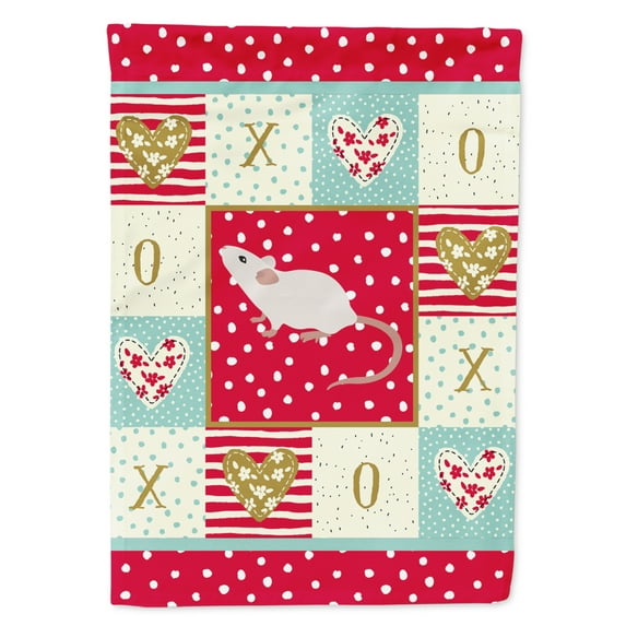 Carolines Treasures CK5454GF White Domestic Mouse Love Flag Garden Size Small multicolor