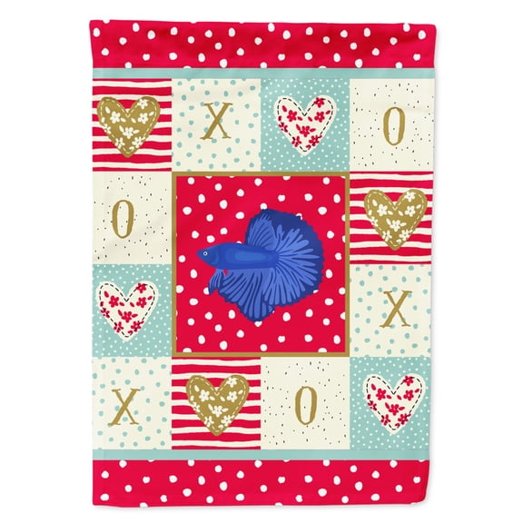 Carolines Treasures CK5468CHF Delta Tail Betta Fish Love Flag Canvas House Size Large multicolor