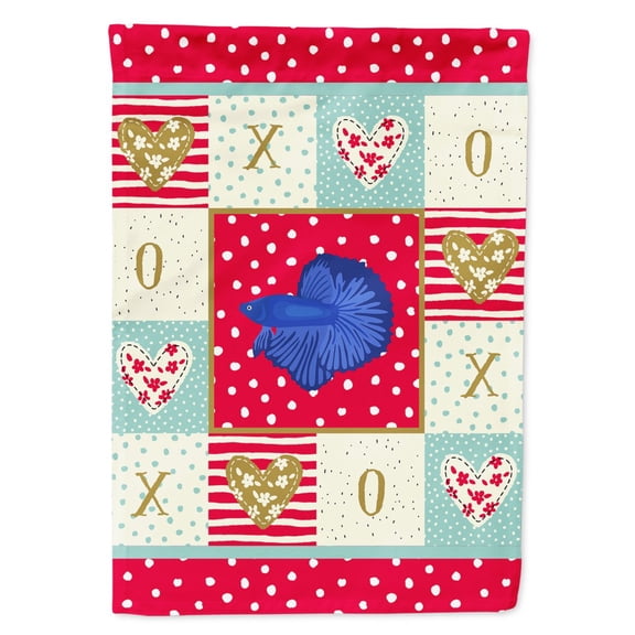 Carolines Treasures CK5468GF Delta Tail Betta Fish Love Flag Garden Size Small multicolor