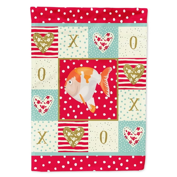 Carolines Treasures CK5474CHF Lionhead Goldfish Love Flag Canvas House Size Large multicolor