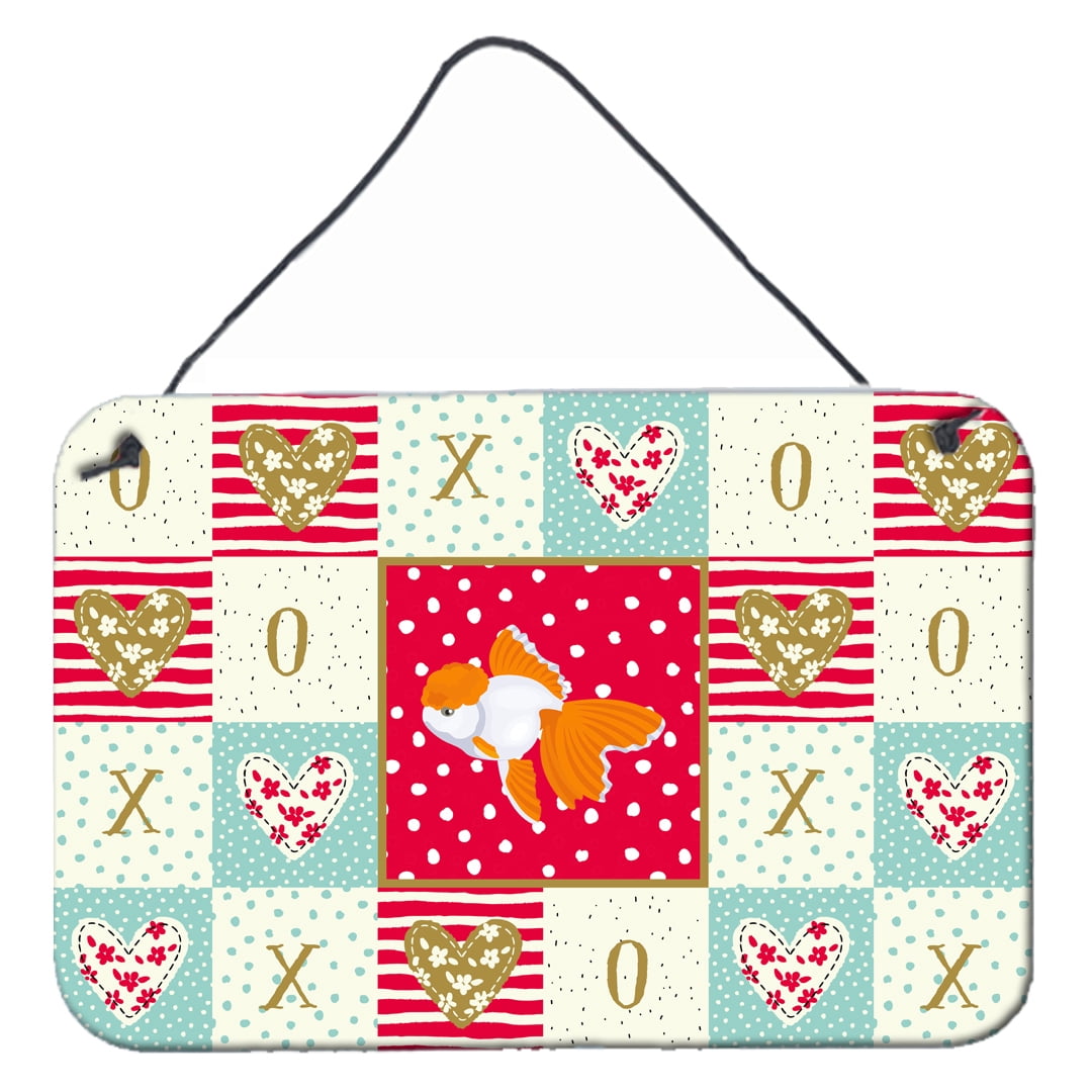 Carolines Treasures CK5475DS812 Oranda Red Cap Goldfish Love Wall or Door Hanging Prints 8x12 multicolor
