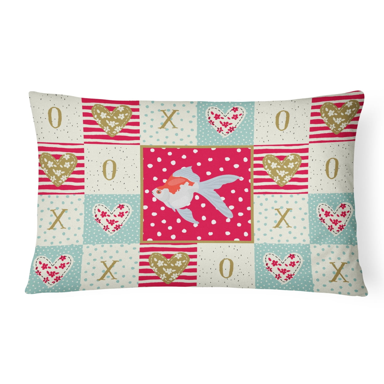 Carolines Treasures CK5479PW1216 Tamasaba Goldfish Love Canvas Fabric Decorative Pillow, Red, 12H x16W, multicolor
