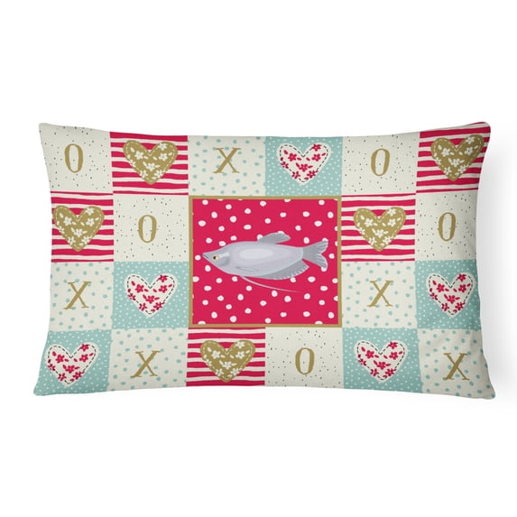 Carolines Treasures CK5489PW1216 Moonlight Gourami Love Canvas Fabric Decorative Pillow, Red, 12H x16W, multicolor