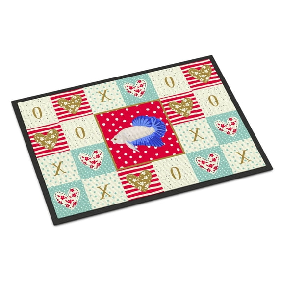 Carolines Treasures CK5492JMAT Plakat Betta Love Door Mat Indoor Rug or Outdoor Welcome Mat 24x36 Doormat 36"L x 24"W