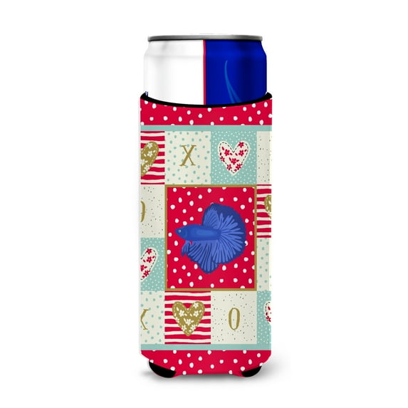 Carolines Treasures CK5493MUK Super Delta Tail Betta Love Michelob Ultra Hugger for slim cans Slim Can multicolor