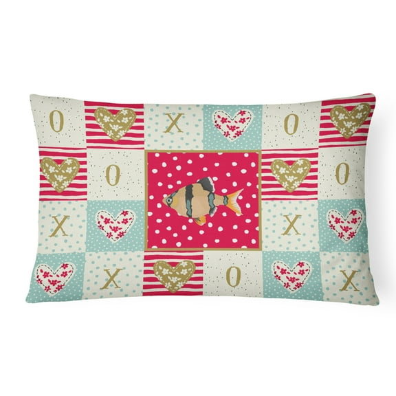 Carolines Treasures CK5499PW1216 Tiger Barb Love Canvas Fabric Decorative Pillow, Red, 12H x16W, multicolor