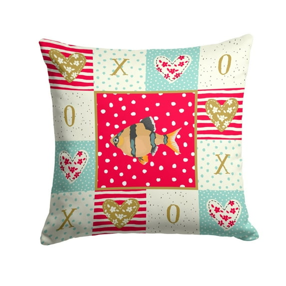 Carolines Treasures CK5499PW1414 Tiger Barb Love Fabric Decorative Pillow  14Hx14W multicolor