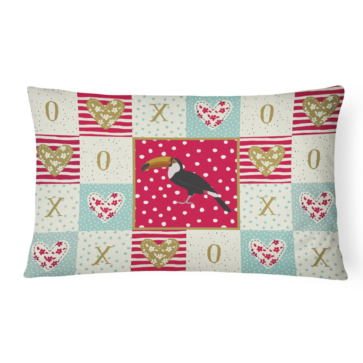 Carolines Treasures CK5517PW1216 Toucan Love Canvas Fabric Decorative Pillow, Red, 12H x16W, multicolor