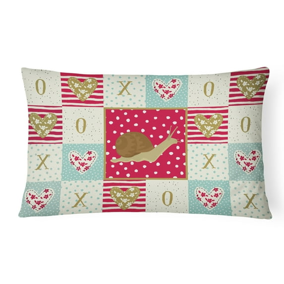 Carolines Treasures CK5527PW1216 Garden Snail Canvas Fabric Decorative Pillow, Red, 12H x16W, multicolor