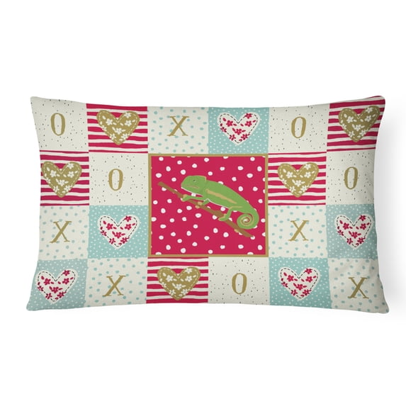 Carolines Treasures CK5531PW1216 Chameleon Canvas Fabric Decorative Pillow, Red, 12H x16W, multicolor