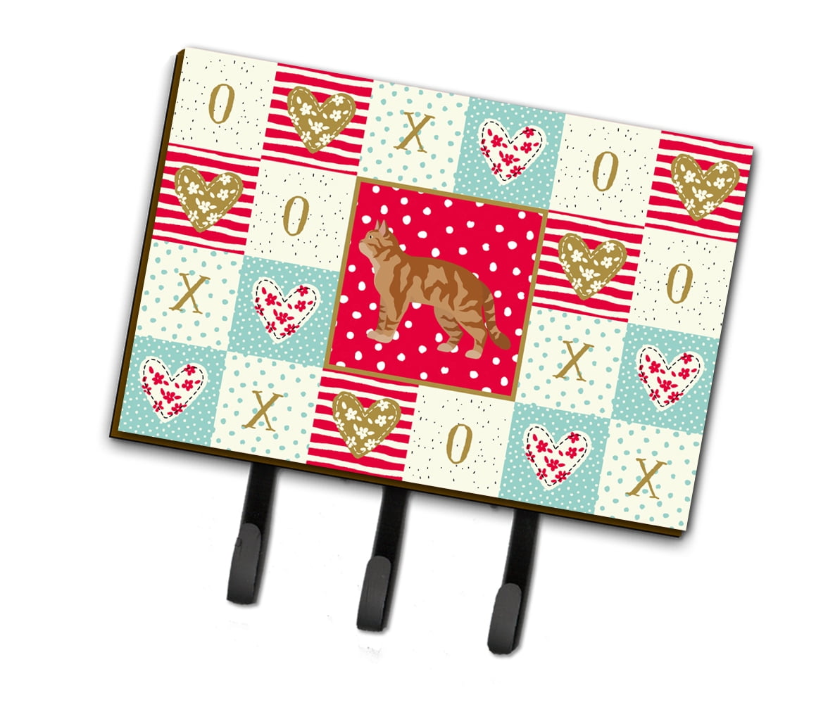 Carolines Treasures CK5551TH68 American Wirehair Design2 Cat Love Leash or Key Holder Red Triple Hook multicolor